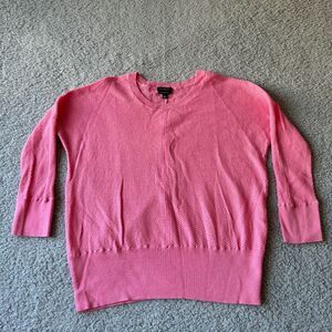 NEW Talbots Sweater Womens Large Pink Pure Merino‎ Wool Crop Preppy Lightweight